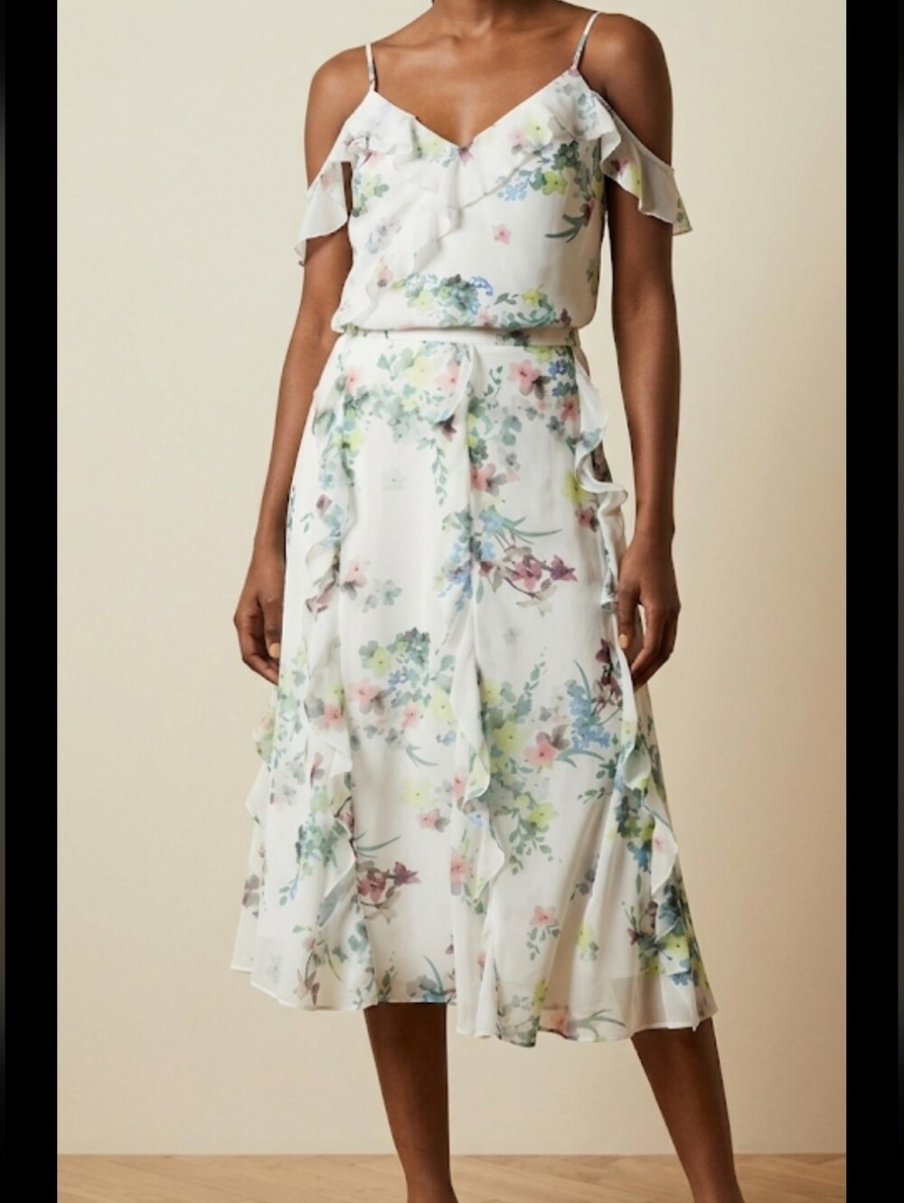 Ted Baker ruffled skirt Pergola print. Size 4-6